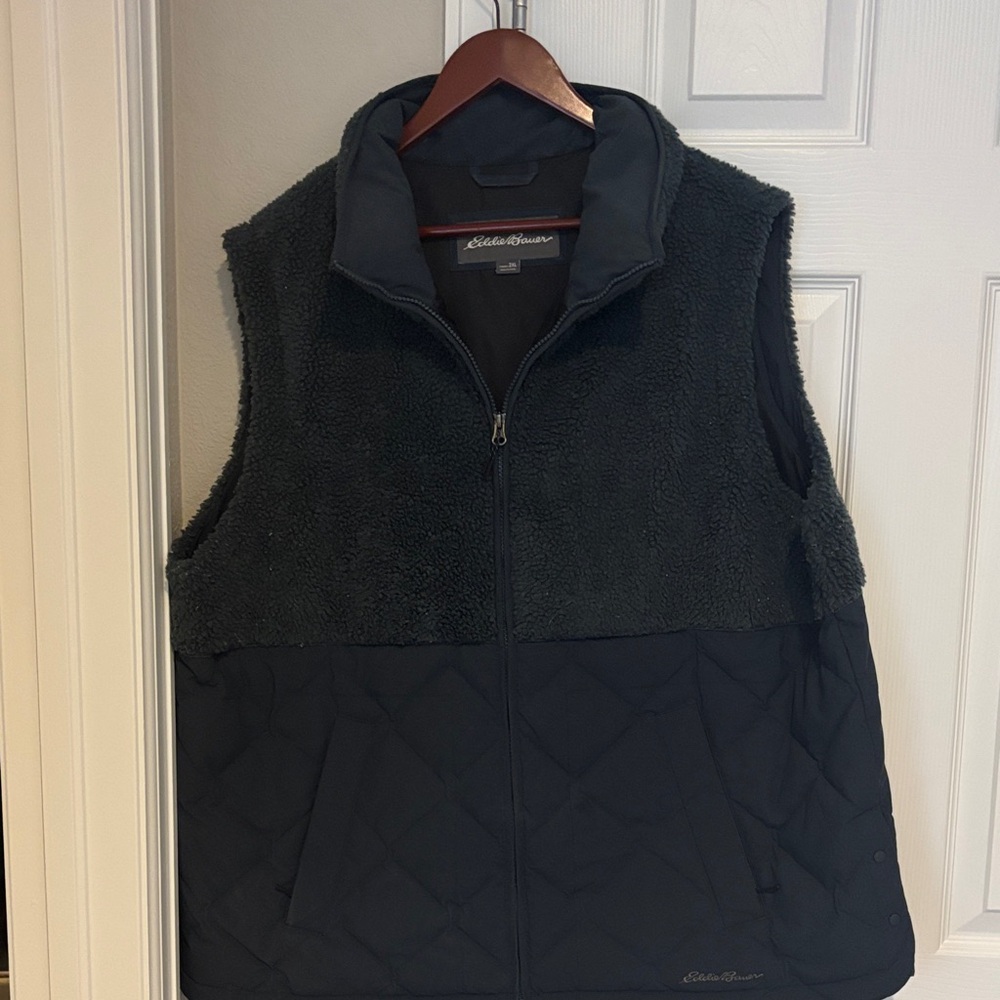 Eddie Bauer Blue Quilted Fleece Vest